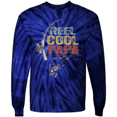 Funny Fisherman Vintage Reel Cool Papa Tie-Dye Long Sleeve Shirt