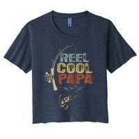 Funny Fisherman Vintage Reel Cool Papa Women's Crop Top Tee