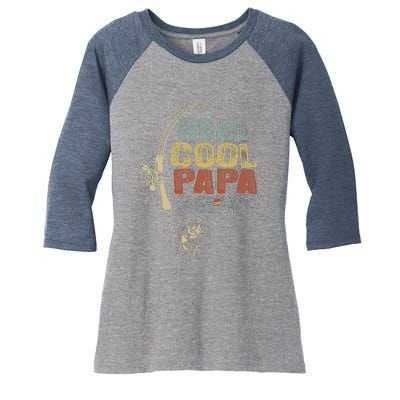 Funny Fisherman Vintage Reel Cool Papa Women's Tri-Blend 3/4-Sleeve Raglan Shirt