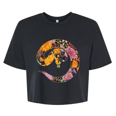 Floral Flower Vintage Retro BALL PYTHON Lover Bella+Canvas Jersey Crop Tee