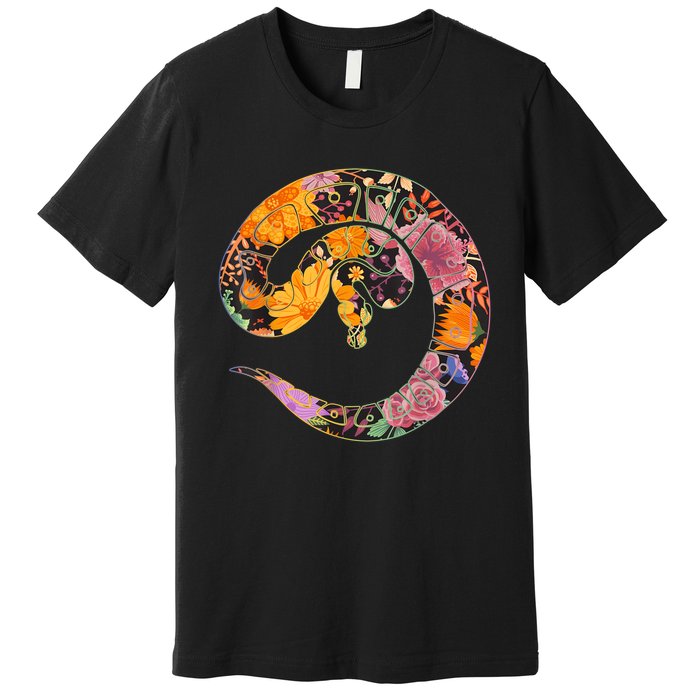 Floral Flower Vintage Retro BALL PYTHON Lover Premium T-Shirt