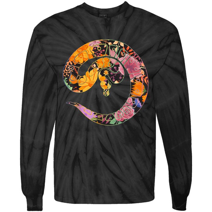 Floral Flower Vintage Retro BALL PYTHON Lover Tie-Dye Long Sleeve Shirt