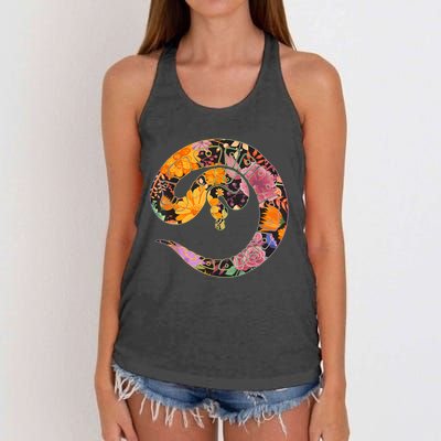 Floral Flower Vintage Retro BALL PYTHON Lover Women's Knotted Racerback Tank