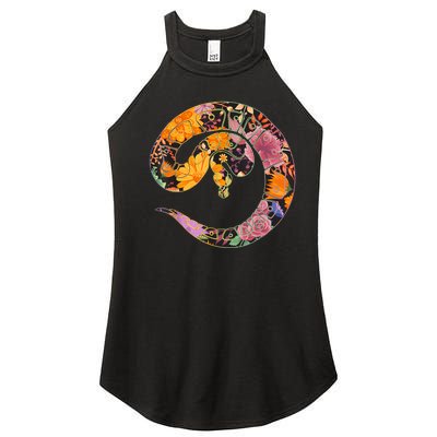 Floral Flower Vintage Retro BALL PYTHON Lover Women’s Perfect Tri Rocker Tank