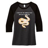 Floral Flower Vintage Retro BALL PYTHON Lover Women's Tri-Blend 3/4-Sleeve Raglan Shirt