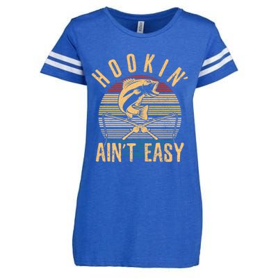 Funny Fishing Vintage Hookin AinT Easy Fisherman Gift Enza Ladies Jersey Football T-Shirt