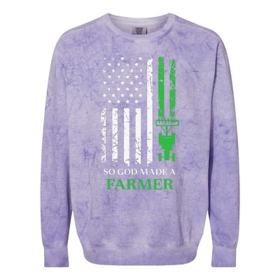 Farming Farmer Vintage So God Made A Farmer Colorblast Crewneck Sweatshirt