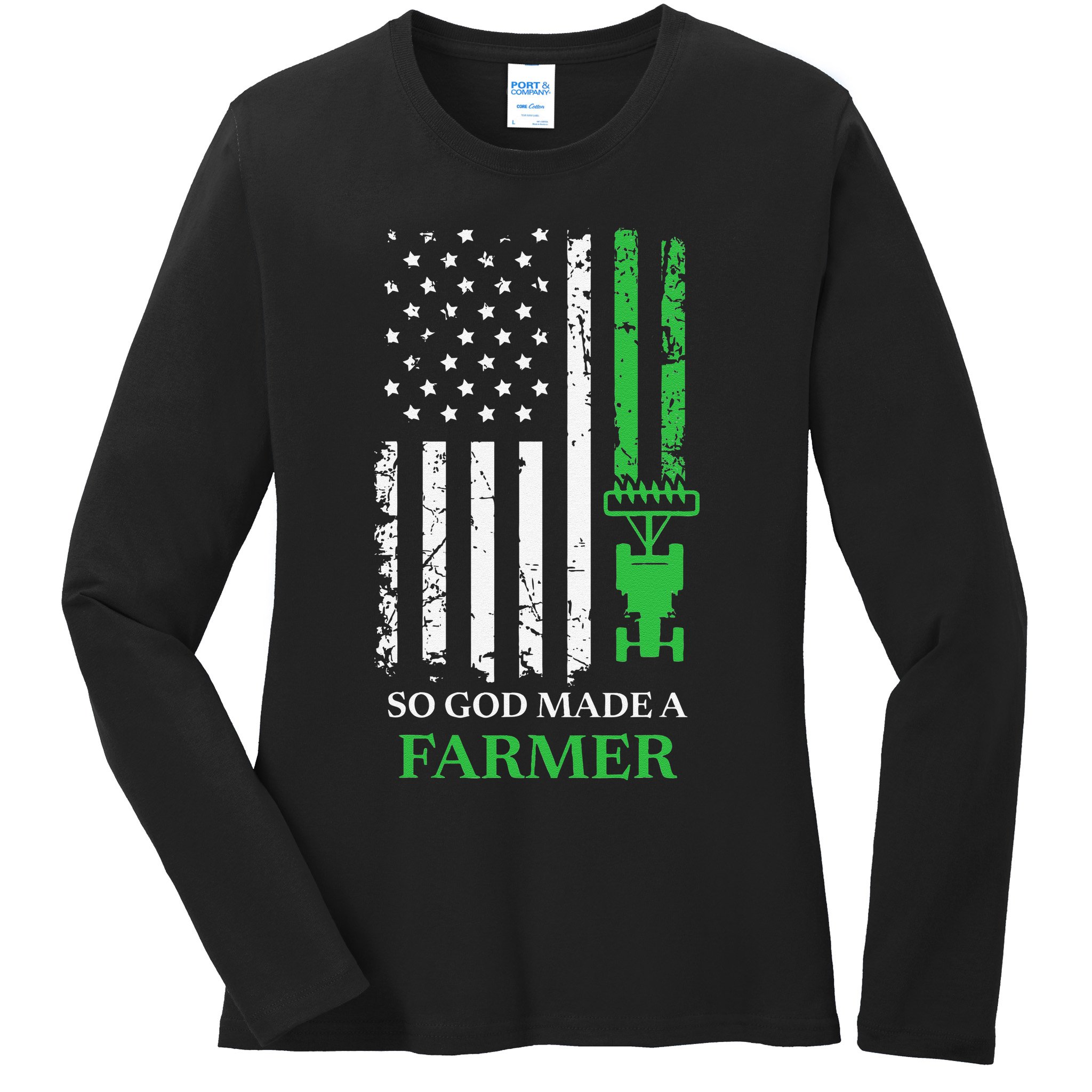 Farming Farmer Vintage So God Made A Farmer Ladies Long Sleeve Shirt