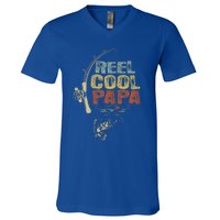 Funny Fisherman Vintage Reel Cool Papa V-Neck T-Shirt