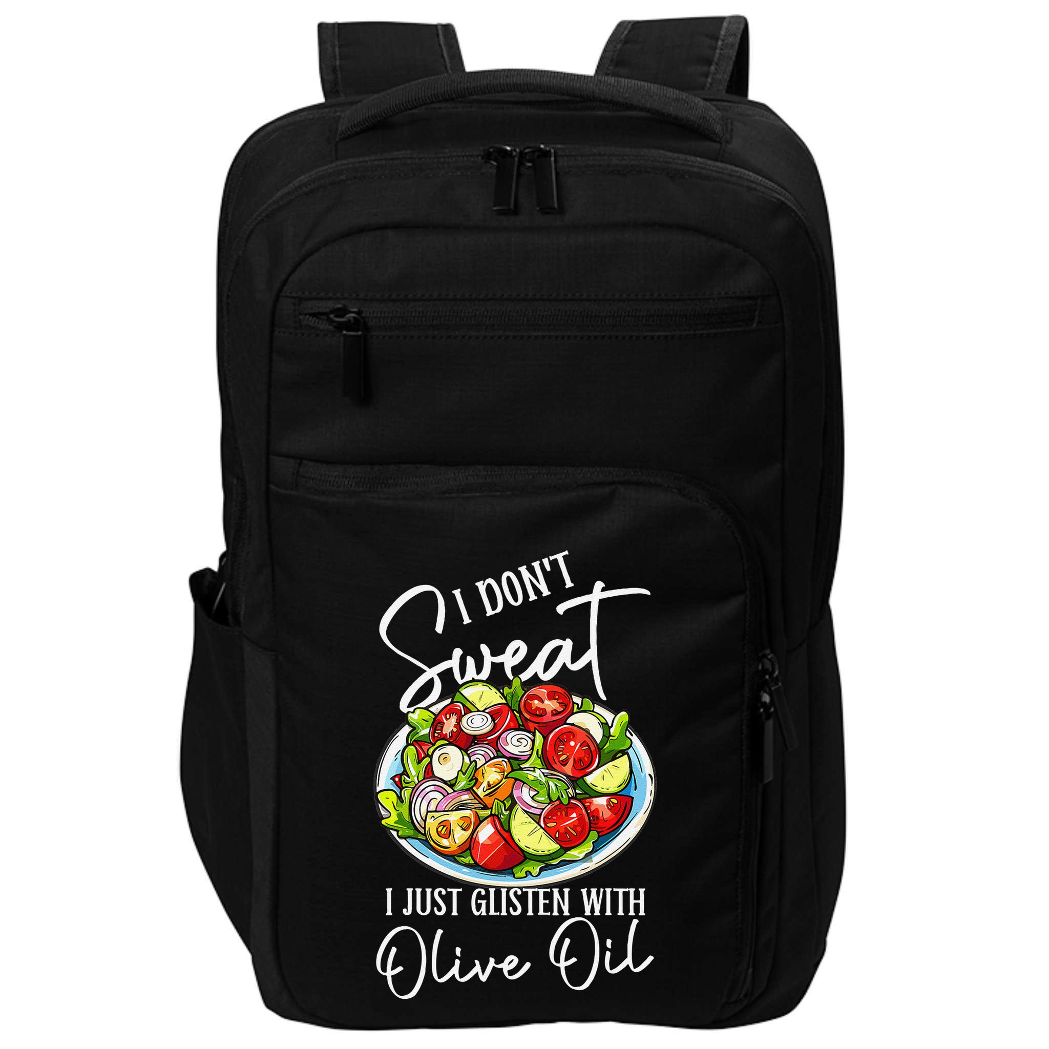 Funny Fresh Vegetable Salad Mediterranean Food Lover Impact Tech Backpack