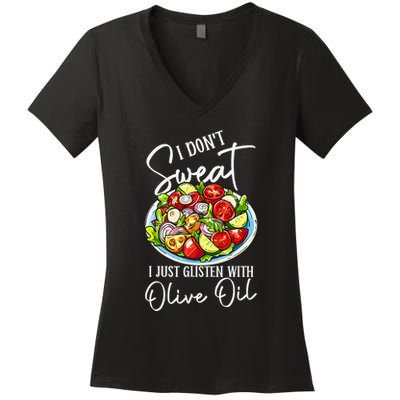 Funny Fresh Vegetable Salad Mediterranean Food Lover Women's V-Neck T-Shirt