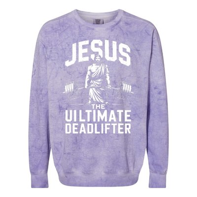 Fitness Funny Vintage Jesus The Ultimate Deadlifter Colorblast Crewneck Sweatshirt