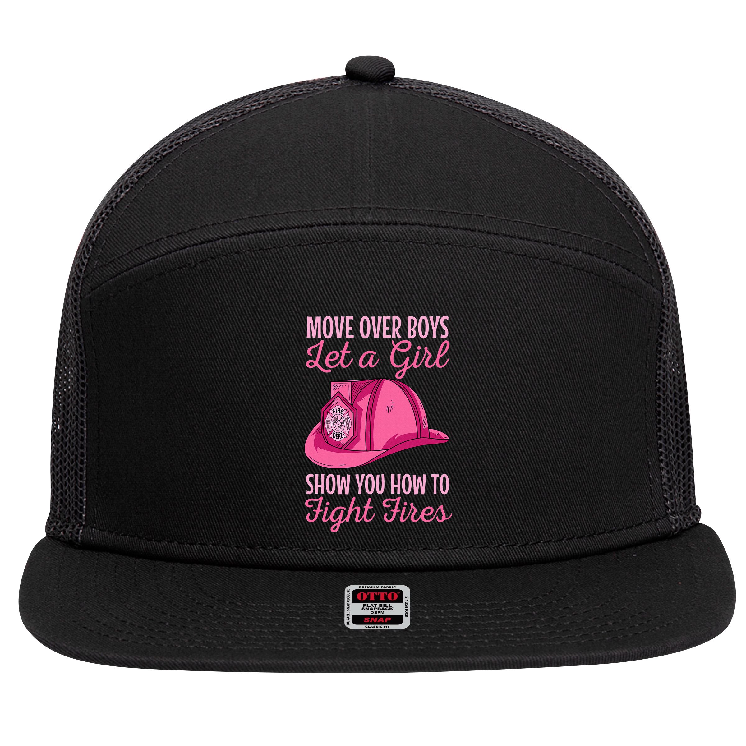 Firewoman Firefighter  Volunteer Firefighting Rescuer 7 Panel Mesh Trucker Snapback Hat