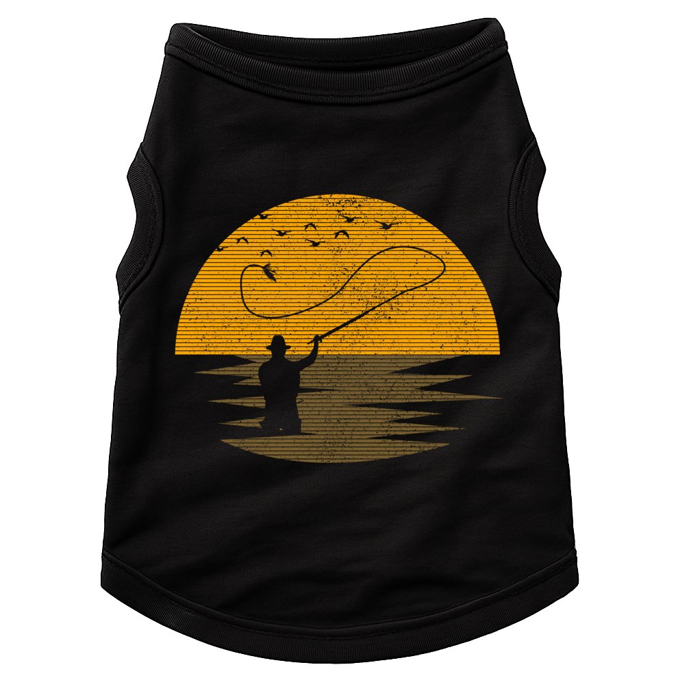 Fly Fishing Vintage Retro Trout Salmon Fisherman Gift Doggie Tank