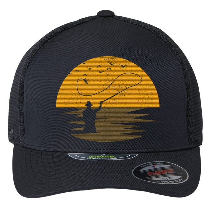 Fly Fishing Vintage Retro Trout Salmon Fisherman Gift Flexfit Unipanel Trucker Cap