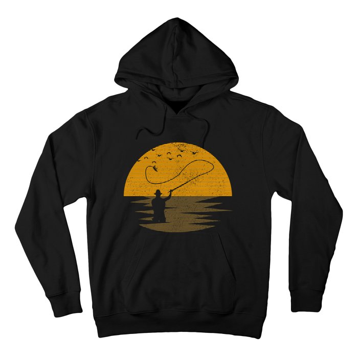 Fly Fishing Vintage Retro Trout Salmon Fisherman Gift Hoodie