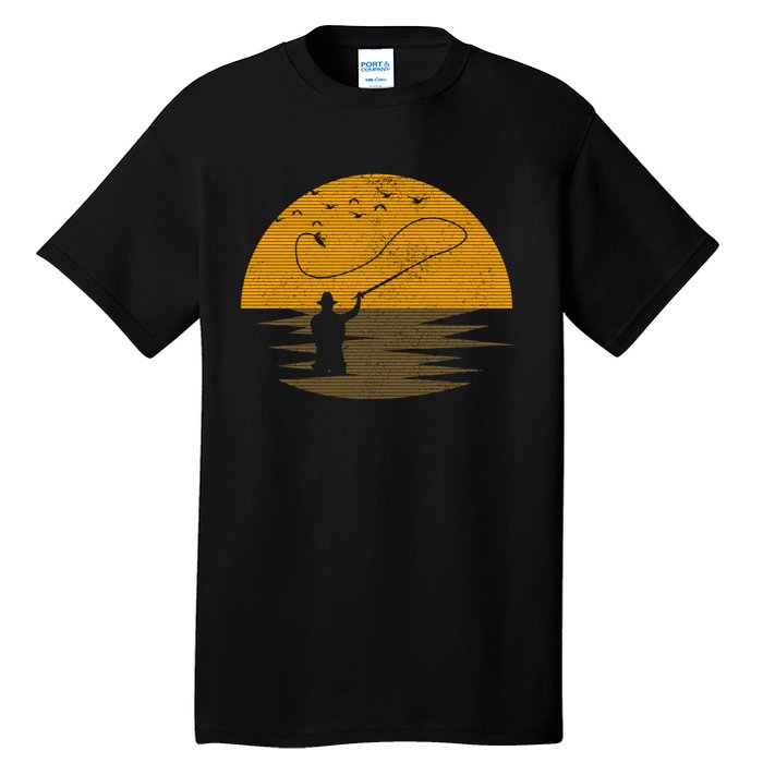 Fly Fishing Vintage Retro Trout Salmon Fisherman Gift Tall T-Shirt