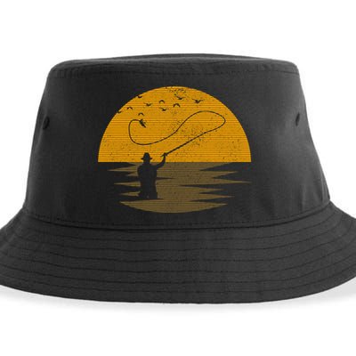 Fly Fishing Vintage Retro Trout Salmon Fisherman Gift Sustainable Bucket Hat