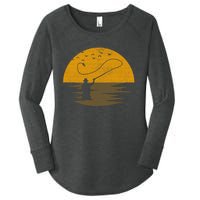 Fly Fishing Vintage Retro Trout Salmon Fisherman Gift Women's Perfect Tri Tunic Long Sleeve Shirt