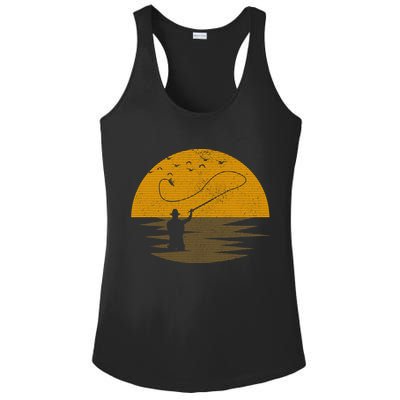 Fly Fishing Vintage Retro Trout Salmon Fisherman Gift Ladies PosiCharge Competitor Racerback Tank