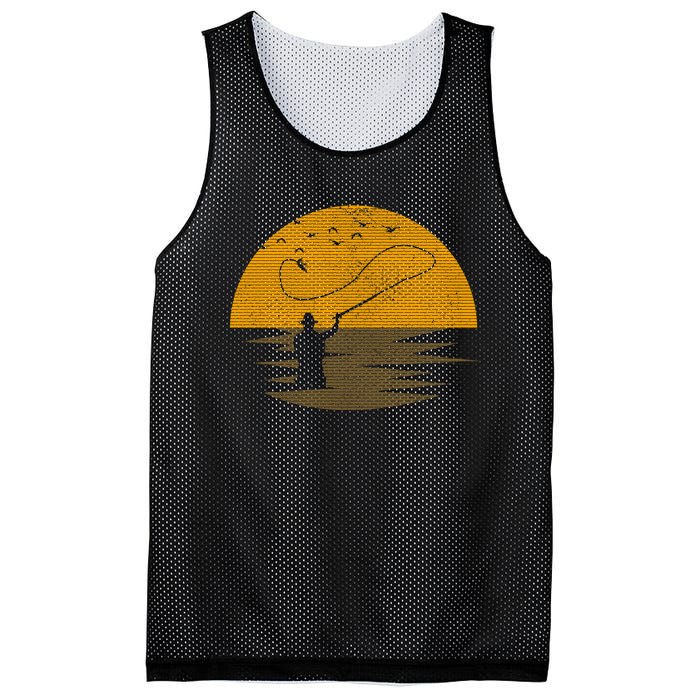 Fly Fishing Vintage Retro Trout Salmon Fisherman Gift Mesh Reversible Basketball Jersey Tank