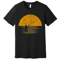 Fly Fishing Vintage Retro Trout Salmon Fisherman Gift Premium T-Shirt