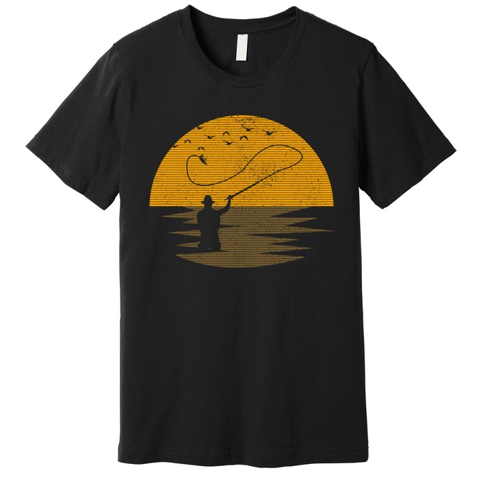 Fly Fishing Vintage Retro Trout Salmon Fisherman Gift Premium T-Shirt