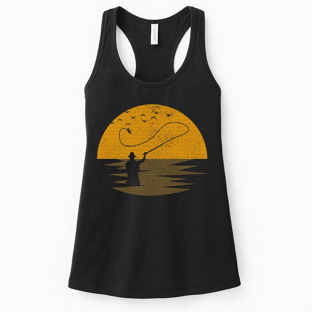 Fly Fishing Vintage Retro Trout Salmon Fisherman Gift Womens Tank Top