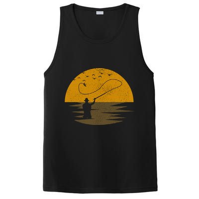 Fly Fishing Vintage Retro Trout Salmon Fisherman Gift PosiCharge Competitor Tank