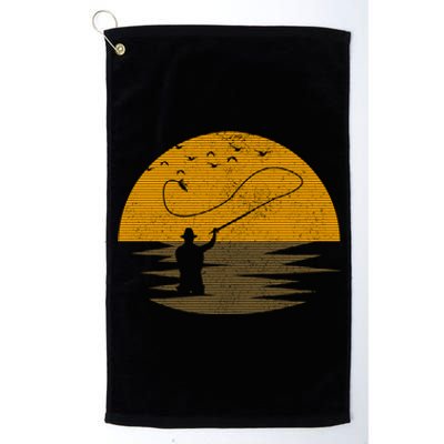 Fly Fishing Vintage Retro Trout Salmon Fisherman Gift Platinum Collection Golf Towel