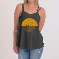 Fly Fishing Vintage Retro Trout Salmon Fisherman Gift Women's Strappy Tank