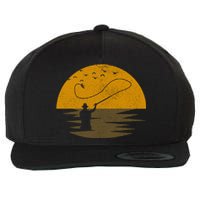 Fly Fishing Vintage Retro Trout Salmon Fisherman Gift Wool Snapback Cap