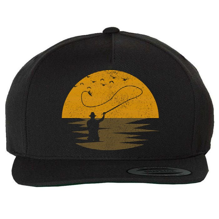 Fly Fishing Vintage Retro Trout Salmon Fisherman Gift Wool Snapback Cap