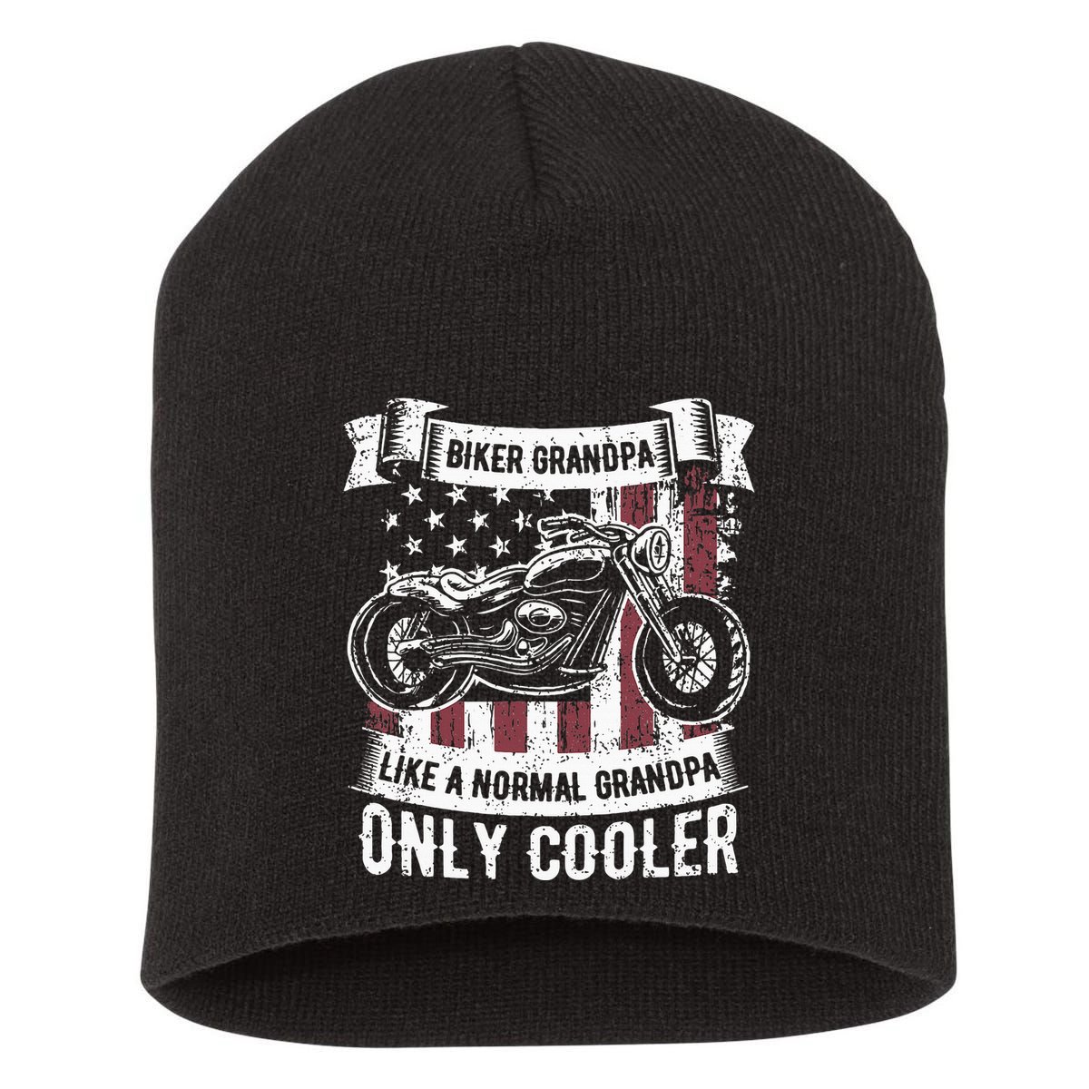 Funny Fisherman Vintage Reel Cool Papa Short Acrylic Beanie