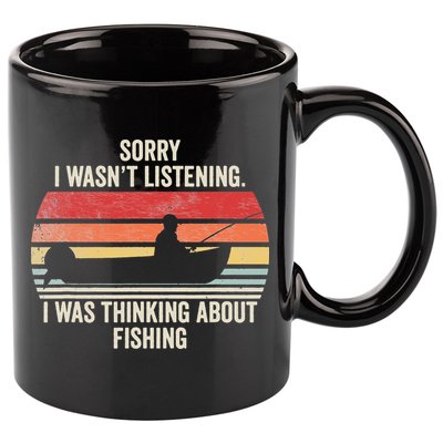 Funny Fishing Vintage Retro Fishing Hobby 11oz C Handle Ceramic Mug