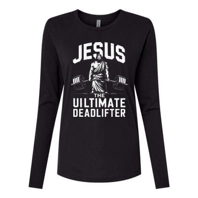 Fitness Funny Vintage Jesus The Ultimate Deadlifter Womens Cotton Relaxed Long Sleeve T-Shirt