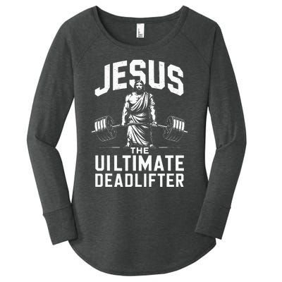 Fitness Funny Vintage Jesus The Ultimate Deadlifter Women's Perfect Tri Tunic Long Sleeve Shirt