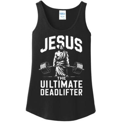 Fitness Funny Vintage Jesus The Ultimate Deadlifter Ladies Essential Tank