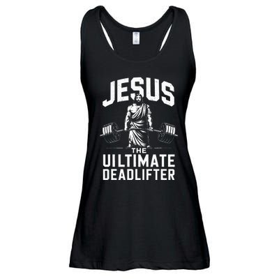 Fitness Funny Vintage Jesus The Ultimate Deadlifter Ladies Essential Flowy Tank