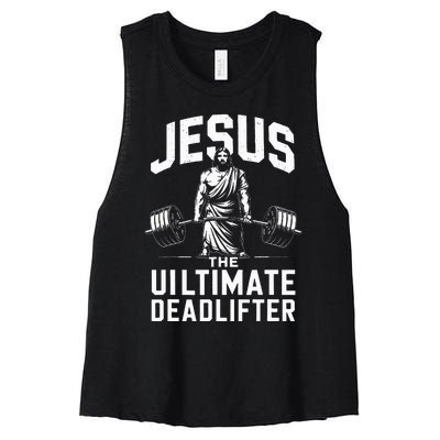 Fitness Funny Vintage Jesus The Ultimate Deadlifter Women's Racerback Cropped Tank