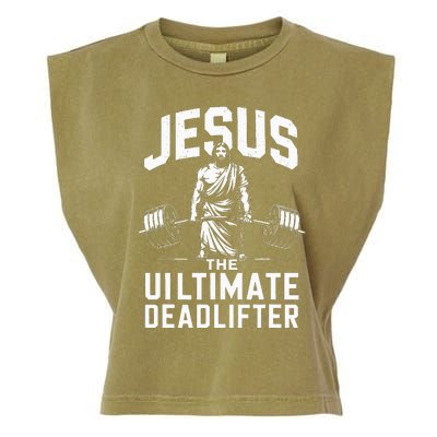 Fitness Funny Vintage Jesus The Ultimate Deadlifter Garment-Dyed Women's Muscle Tee