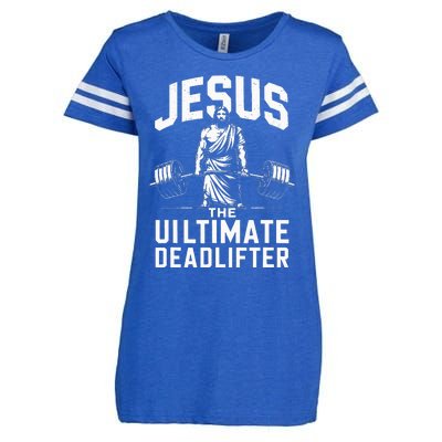 Fitness Funny Vintage Jesus The Ultimate Deadlifter Enza Ladies Jersey Football T-Shirt