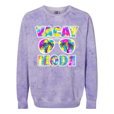 Funny Family Vacation Beach Tie Dye Sunglasses Vacay Mode Cute Gift Colorblast Crewneck Sweatshirt