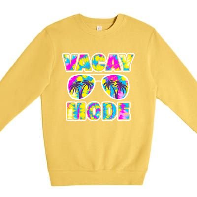 Funny Family Vacation Beach Tie Dye Sunglasses Vacay Mode Cute Gift Premium Crewneck Sweatshirt