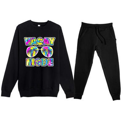 Funny Family Vacation Beach Tie Dye Sunglasses Vacay Mode Cute Gift Premium Crewneck Sweatsuit Set