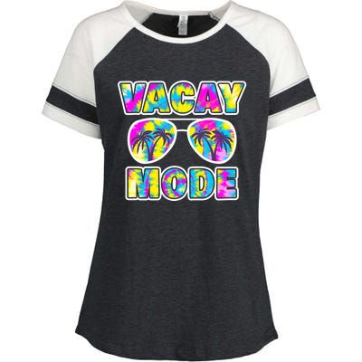 Funny Family Vacation Beach Tie Dye Sunglasses Vacay Mode Cute Gift Enza Ladies Jersey Colorblock Tee