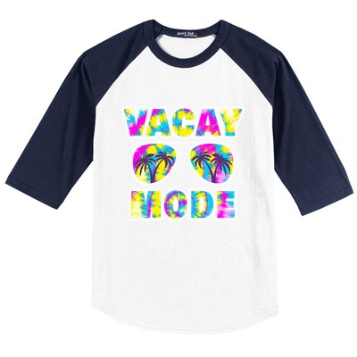 Funny Family Vacation Beach Tie Dye Sunglasses Vacay Mode Cute Gift Baseball Sleeve Shirt