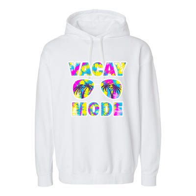 Funny Family Vacation Beach Tie Dye Sunglasses Vacay Mode Cute Gift Garment-Dyed Fleece Hoodie