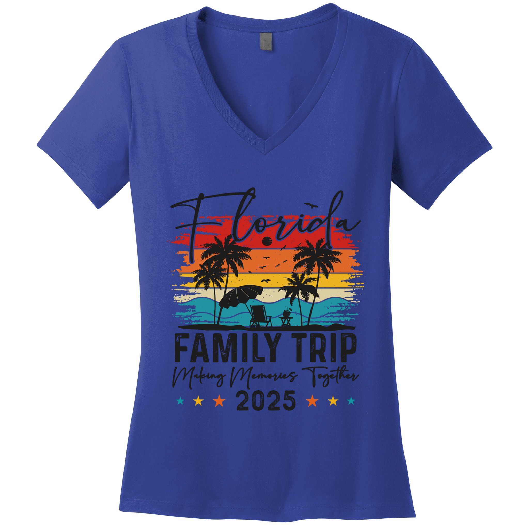 Florida Family Vacation 2025 Trip Summer Vacation Matching Funny Gift Women's V-Neck T-Shirt