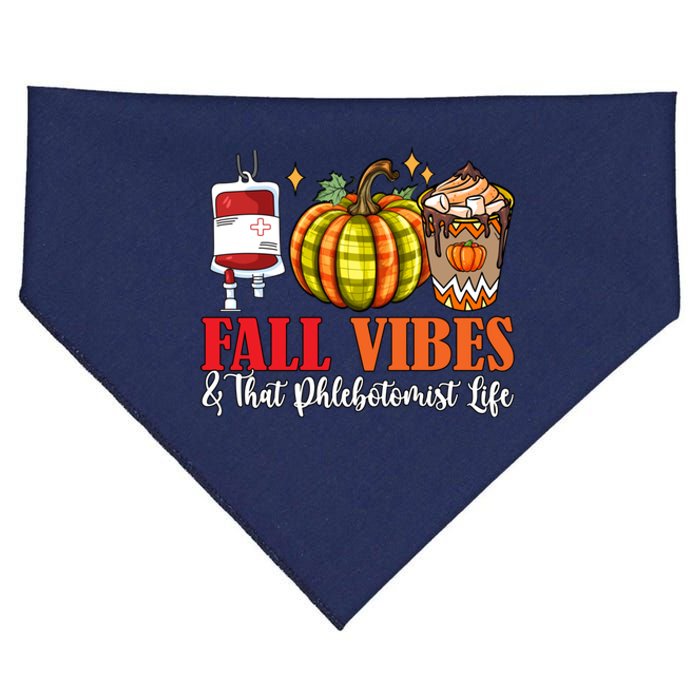 Fall Funny Vibes And That Phlebotomist Thanksgiving Job Team USA-Made Doggie Bandana